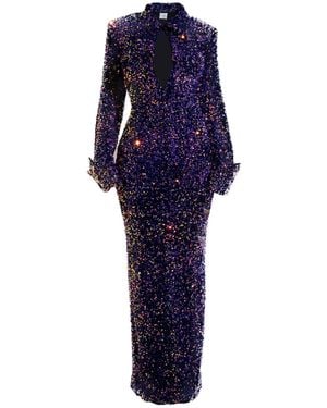 Ofuure Kali Keyhole Sequin Maxi Dress - Blue