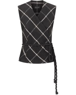 Marianna Déri Plaid Wrap Vest Top - Black