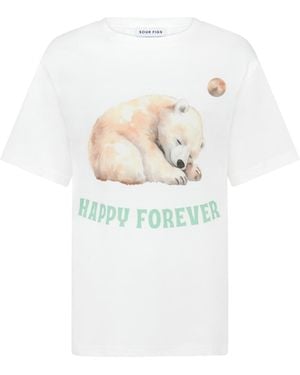 Sour Figs Bear And Unknown Planet Print T-Shirt - White