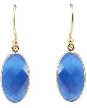 Marcia Moran Celia Oval Drop Stone Earrings - Blue