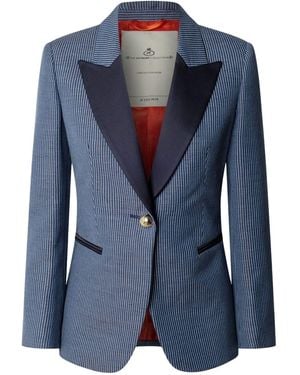 The Extreme Collection Pinstripe Linen Tailored Blazer - Blue