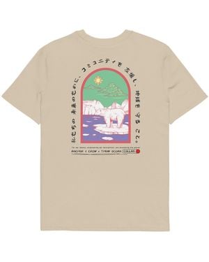 Anchor and Crew Neutrals Desert Dust Think Ocean Six Japan Gurafiku Organic Cotton T-Shirt - Natural