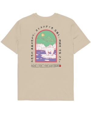 Anchor and Crew Neutrals Desert Dust Think Ocean Six Japan Gurafiku Organic Cotton T-Shirt - Natural