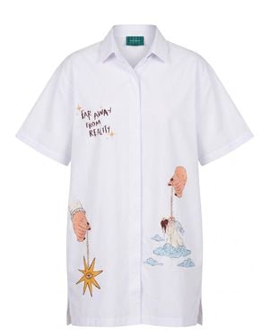 King Naked Velvet Silence Shirt Dress - White