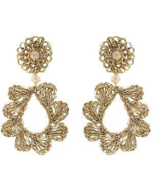 Lavish by Tricia Milaneze Vintage Audrey Dangle Handmade Crochet Earrings - Metallic