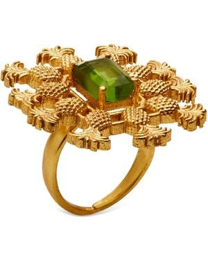 Dhwani Bansal Adjustable Pina Ring With Topaz Glass Gems - Metallic
