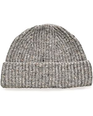 OUBAS Neutrals Donegal Merino Wool Beanie Hat - Gray