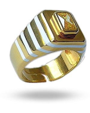 LINYA JEWELLERY Octagon Stone Enamel Signet Ring - Metallic