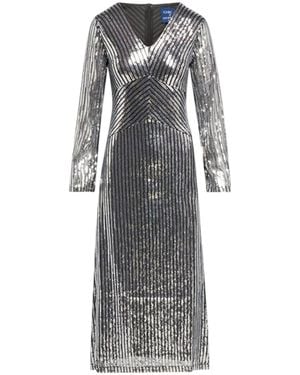 Tantra Spain Sl Sequined Midi A Line Dress With Long Sleeves - Grey