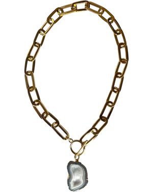 Magpie Rose Oval Chain T-Bar Necklace - Metallic