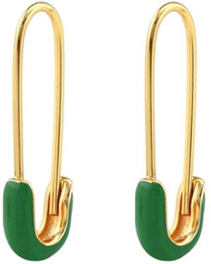 Kris Nations Safety Pin Enamel Hoop Earrings - White