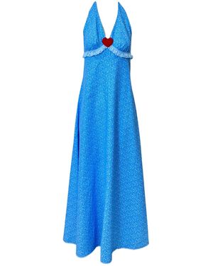 Couture to Your Door Cornflower Floral Maxi Summer Dress - Blue