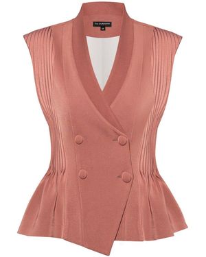 Tia Dorraine Double-Breasted Waistcoat With Pleated Details - Pink