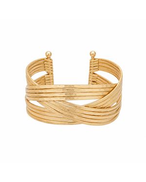 Rare Matters Jewelry Hammered Braided Brass Wire Cuff Bracelet - Metallic