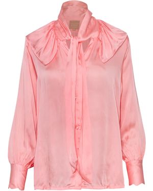 Carolina Benoit For Rose Vegan Silk Pussy Bow Top - Pink