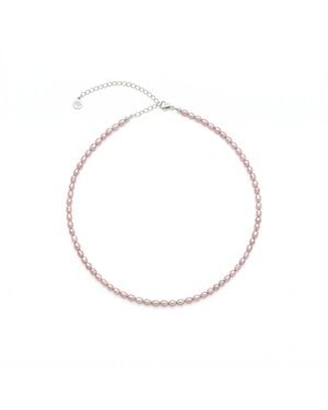 Seven Saints Blush Freshwater Baroque Pearl Choker, Rhodium - Metallic