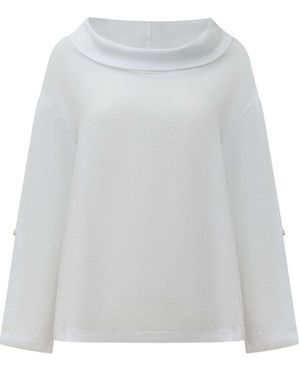 James Lakeland Cowl Neck Linen Top - White
