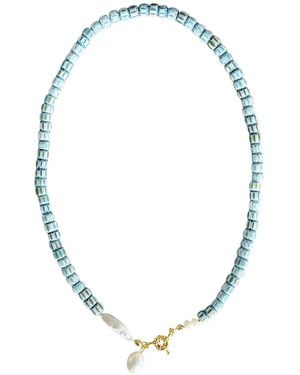Firera Atelier Glass Bead & Pearl Necklace - Blue