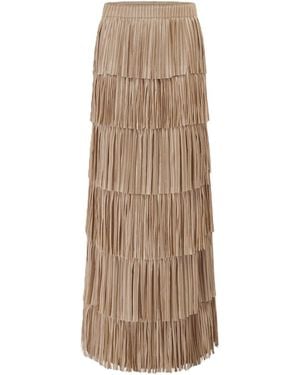 Smart and Joy Layered Ruffled Knit Skirt - Natural