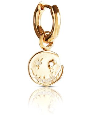 Kasun Smile Hoop Earrings – June – Moonstone – Plated - Metallic