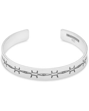 CarterGore Sterling Etched Barbed Wire Bangle Small Size - Metallic