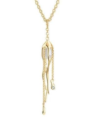 Lucy Quartermaine Pearl Drop Hug Pendant With Vermeil & Swarovski Crystals - Metallic