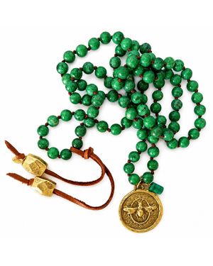 Persia Dona Jewelry Giant Bee Medallion X Gemstones Necklace - Green