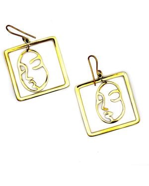 Lala Salama Square Open Face Earrings - Metallic