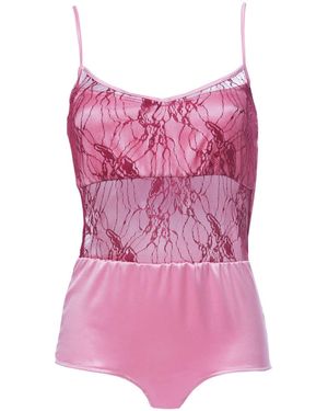 Roses Are Red Silk Bodysuit Fuschia - Purple
