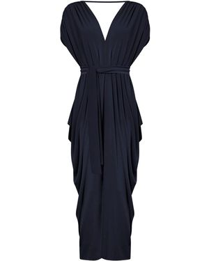 James Lakeland Draped Open-Back Midi Dress – - Blue