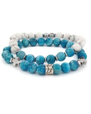 Ebru Jewelry Freedom Spirit Apatite & Howlite Bracelet Set - Blue