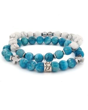 Ebru Jewelry Freedom Spirit Apatite & Howlite Bracelet Set - Blue