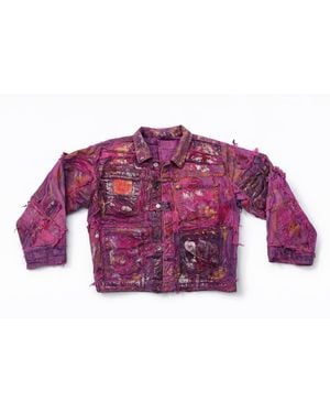 Zasta Studio Wearable Ruins Shredded Denim Jacket - Purple