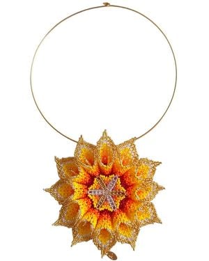 Iliana Arrazola Dahlia Flower Choker, And, Glass Beads, Beaded Jewellery - Multicolour