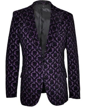 DAVID WEJ Washington Floral Jacquard Blazer – - Blue