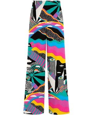 Aloha From Deer Landscape Long Loose Pants - White