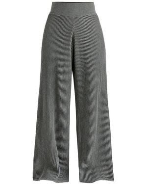 Paisie Ribbed Trousers With Wide Waistband - Grey