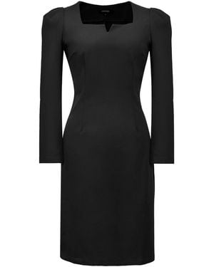 Smart and Joy Puffy Sleeves Fitted Dress - Black
