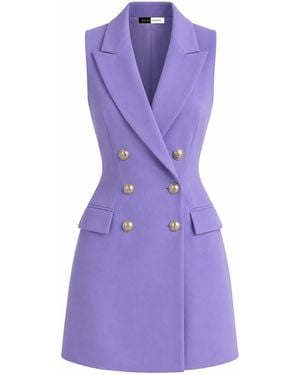Richa Sharma Double-Breasted Tailored Longline Waistcoat - Purple