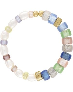 Olivia Le Delphine Glass Bead Bracelet With Pearls - Blue