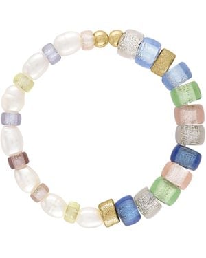 Olivia Le Delphine Glass Bead Bracelet With Pearls - Blue