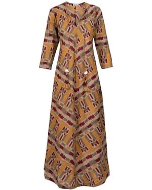 Antra Designs Khaki Smudge Ikat Kaftan - Brown