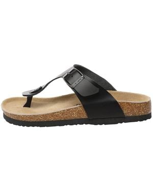 EverAu Australia Flamingo Leather Toe Thong Sandals - Black