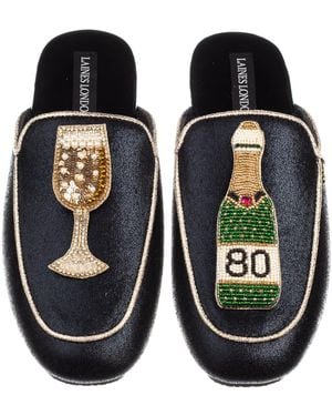 Laines London Classic Mules With Milestone 80Th Birthday Champagne Brooches - Black