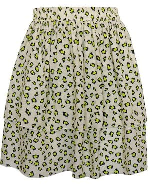 2KStyle Amalia Animal Print Layered Viscose Mini Skirt - Green