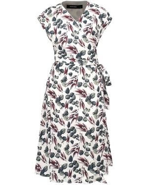 Smart and Joy Wrap Leaves Print Dress - White