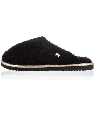 Laines London Teddy Closed Toe Slippers - Black