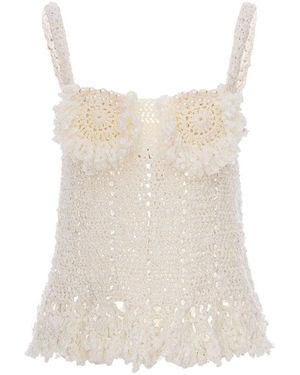 Andreeva Chrysanthemum Handmade Crochet Top - Natural