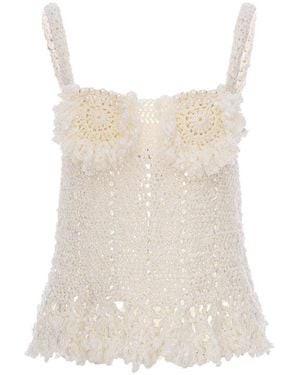 Andreeva Chrysanthemum Handmade Crochet Top - Natural