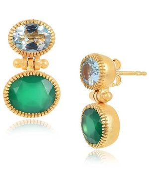 Moon London Topaz & Onyx Combo Vermeil Earrings - Multicolor